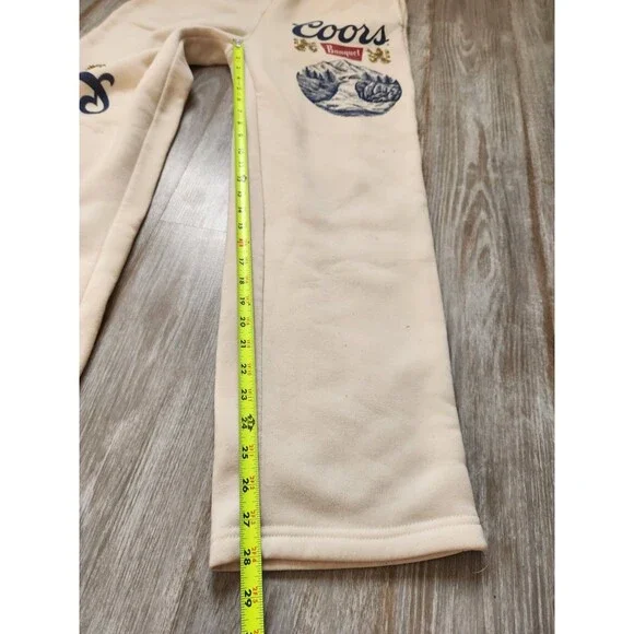 Coors Banquet Sweatpants Mens M Beige Graphic Logo Fleece Lounge Licensed Beer - Picture 9 of 10